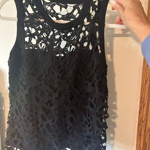 Elegant Black Lined Lace Sleeveless Top Size S NWT